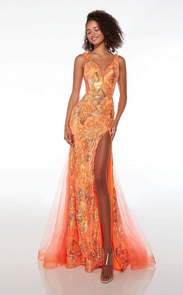 Orange party wear gown online
