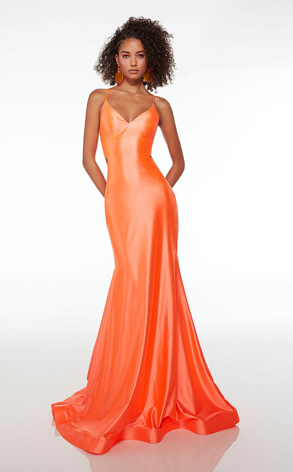 Queendancer Women Sparkly Orange Sequins Long Prom Dress Mermaid Spaghetti  Straps Backless Evening Party Dress – queendanceruk