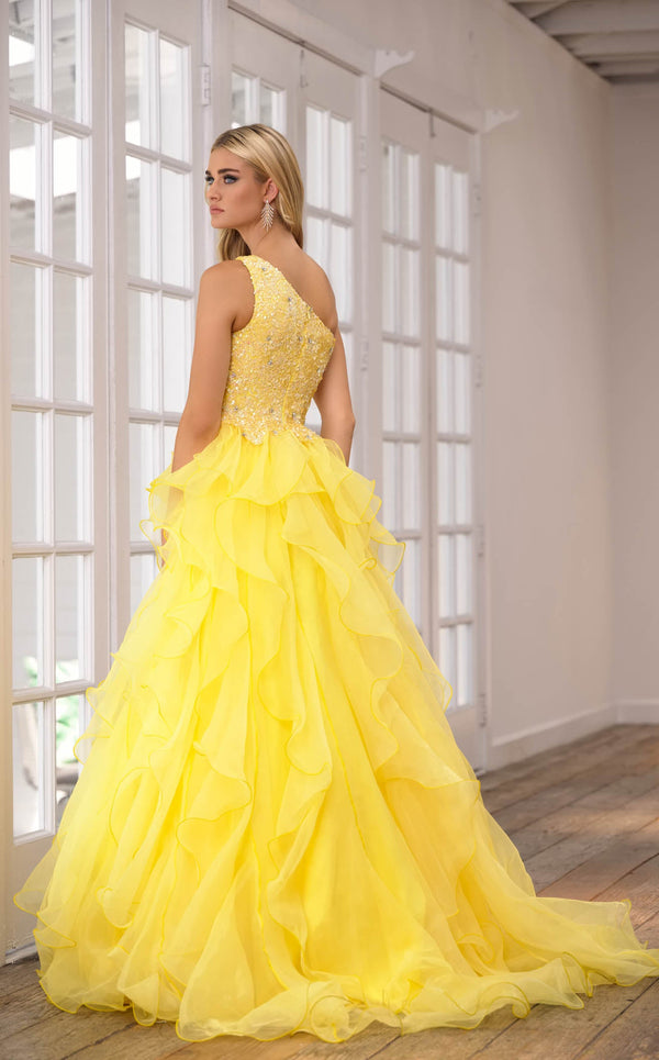 Yellow Sequin Evening Gown - La Scala – Baroni