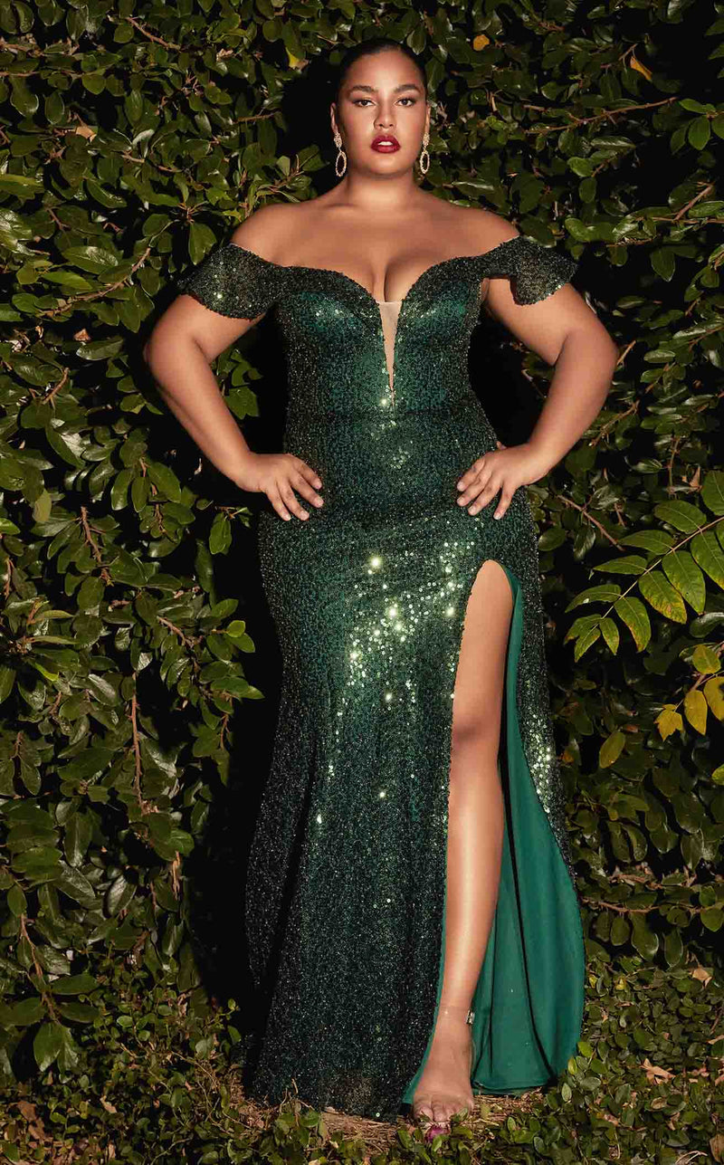 Plus Size Ball Gown Prom Dresses Green V-Neck Off-Shoulder Sequined Floor-Length Plus Size Plus Size Ball Gown Prom Dresses Green V-Neck Off-Shoulder Sequined Floor-Length Plus Size