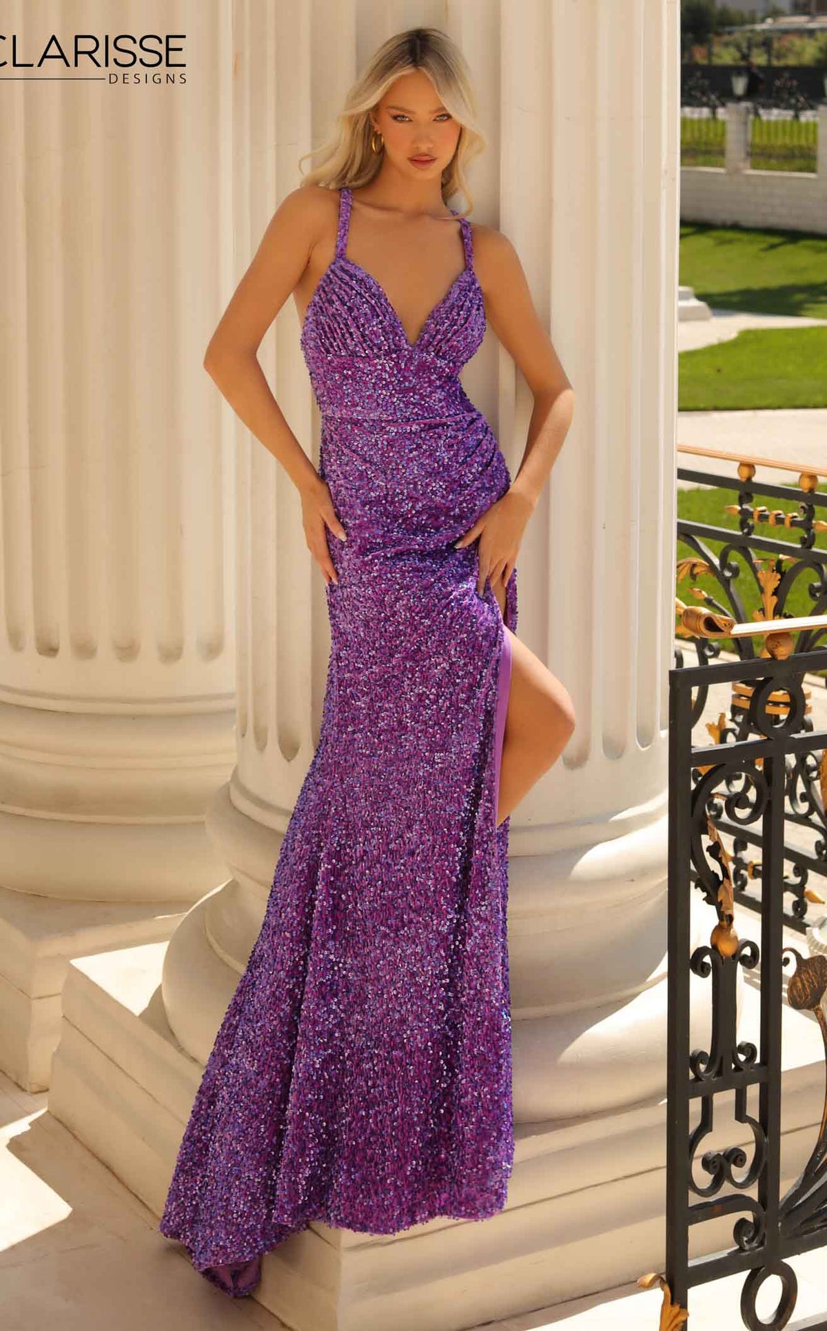green emerald velvet dress Clarisse - 8057 Off Shoulder Jeweled Crystal Neck Silk Gown 14 / Fuchsia main image 1