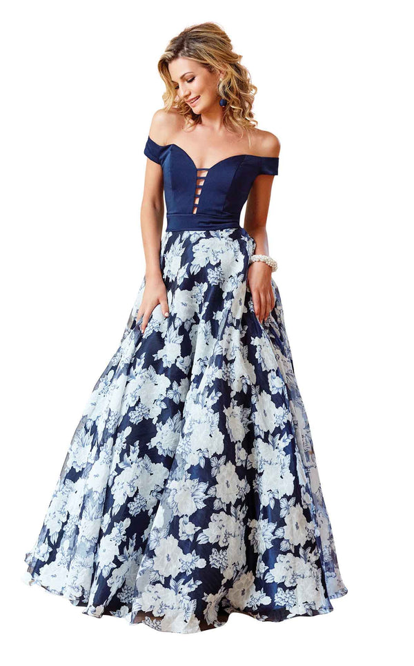 Clarisse 4966 Navy Print