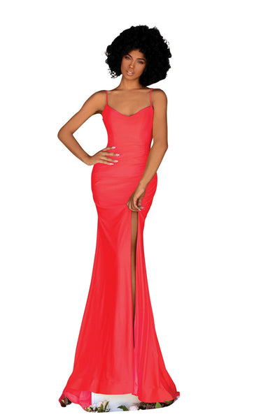 open lace back dress Clarisse 800259 Prom Dress - Neon Red