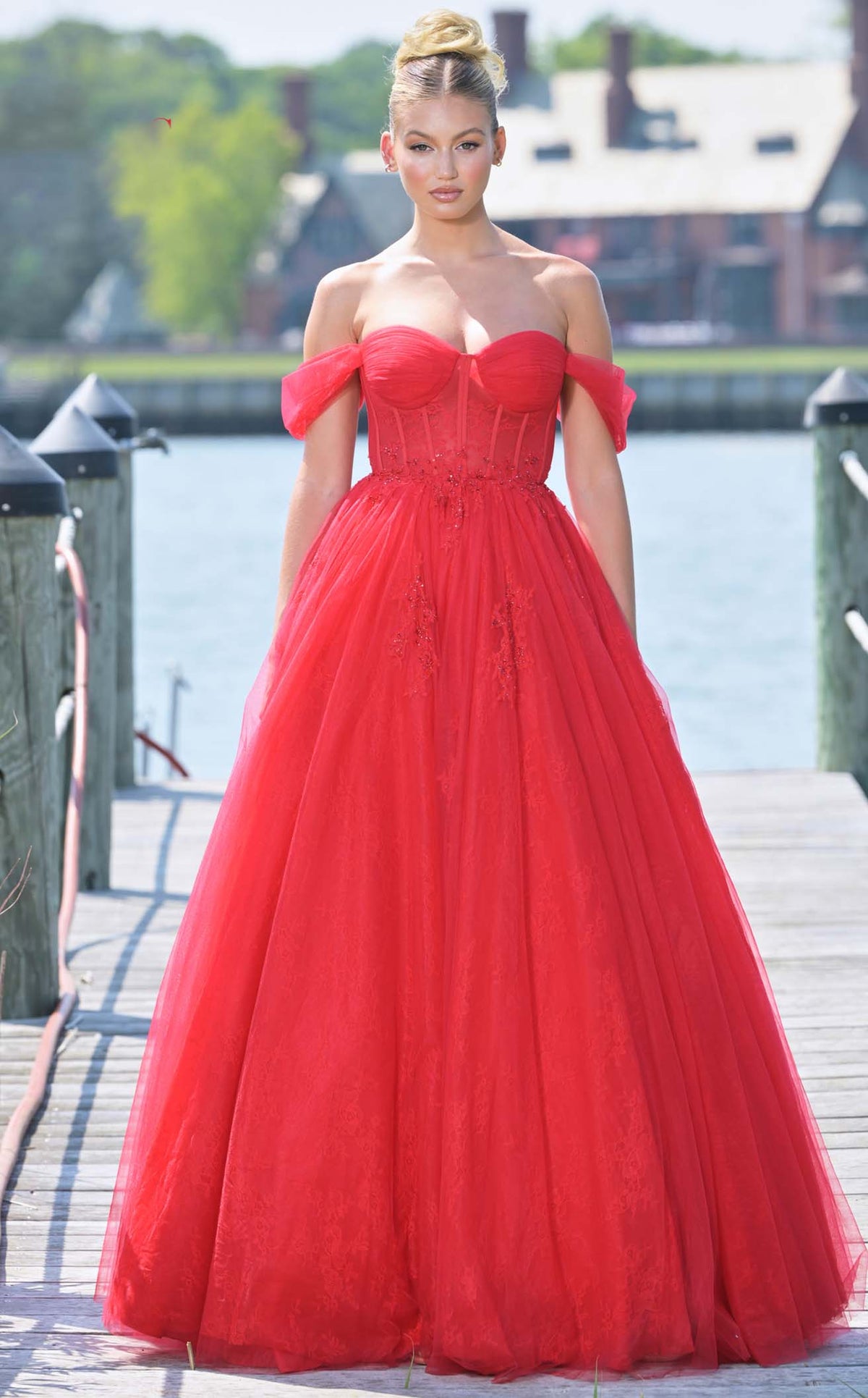 Colors 3240 Women's Formal Evening & Wedding Guest Dress - Red