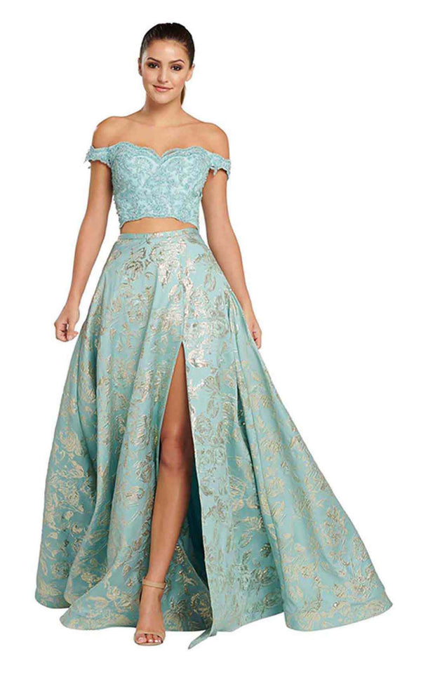 Ellie Wilde EW119126 Aqua-Gold