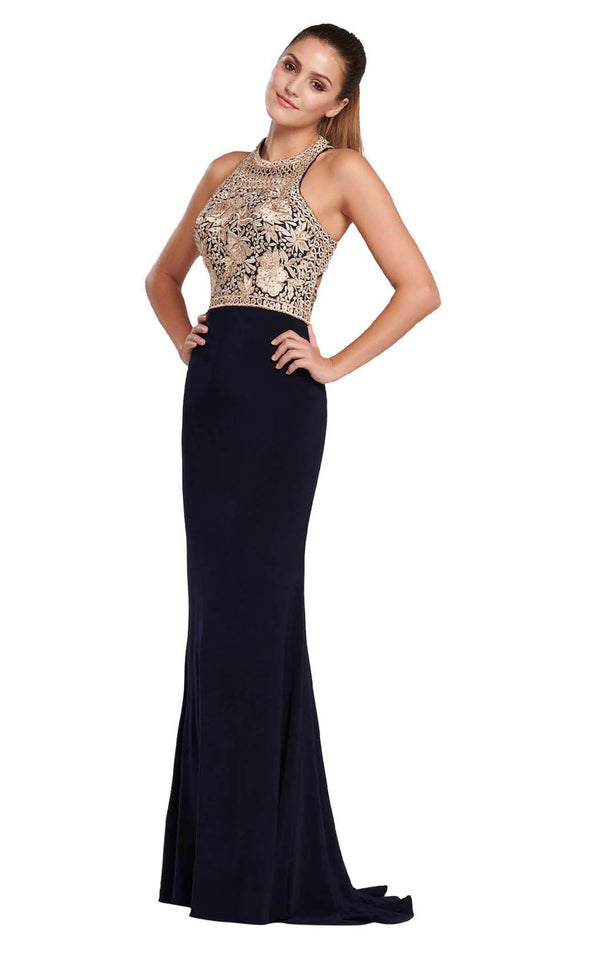 Ellie Wilde EW119167 Navy-Blue-Gold