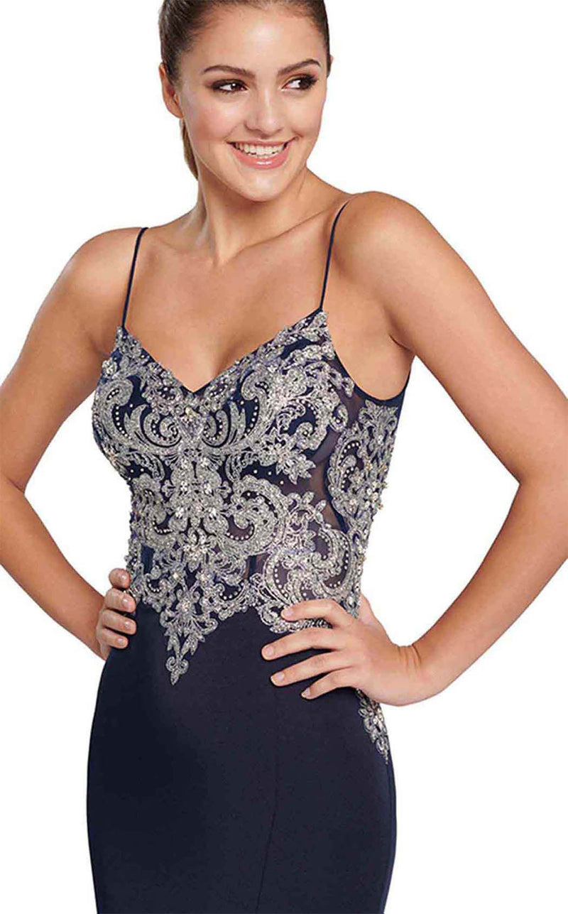 Ellie Wilde EW119168 Navy-Blue-Silver