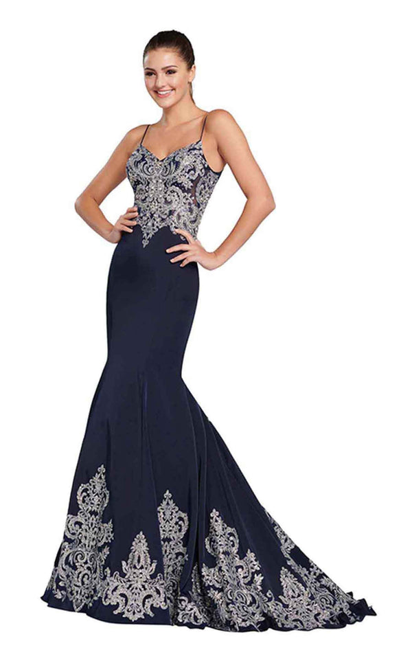 Ellie Wilde EW119168 Navy-Blue-Silver