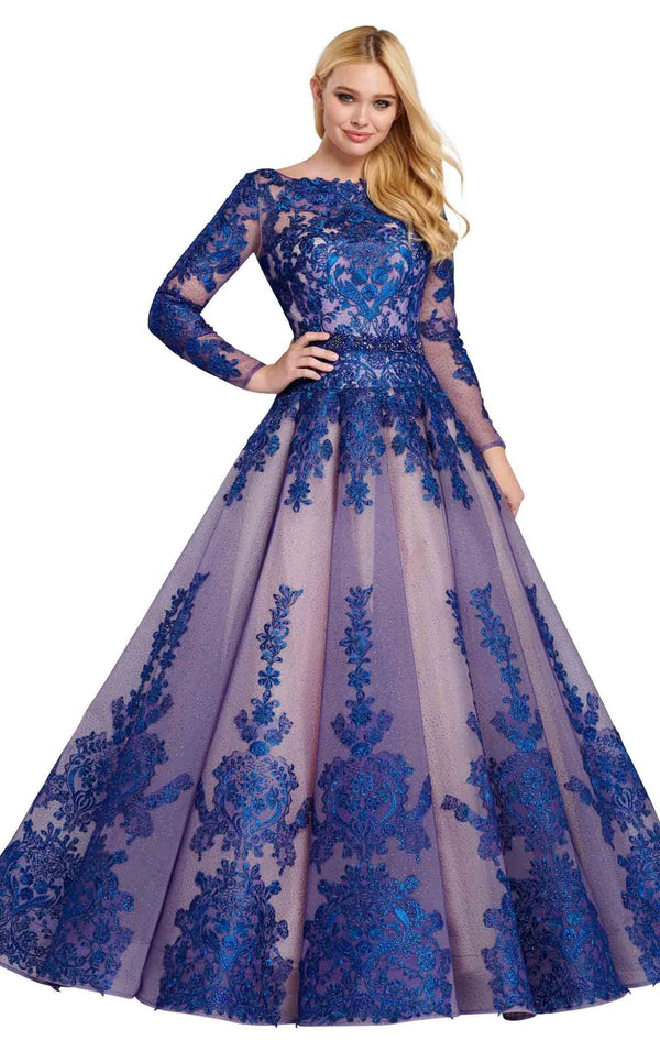 Ellie Wilde EW120078 Royal-Blue-Nude