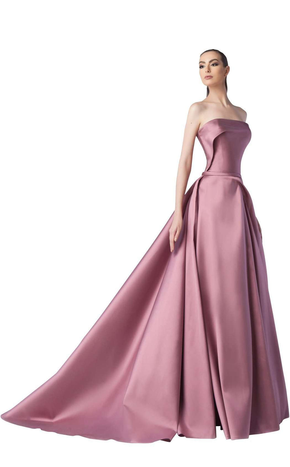 formal dress with skirt overlay Strapless Short Lace Prom Dress with Long Overskirt Black / 4 main image 0