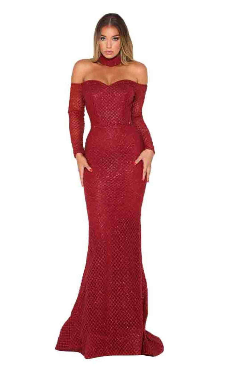 Portia and Scarlett Emerald Gown Red