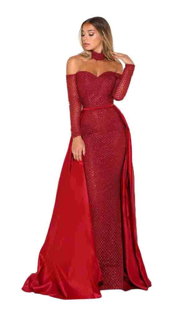 Portia and Scarlett Emerald Gown Red