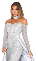 Portia and Scarlett Emerald Gown Silver