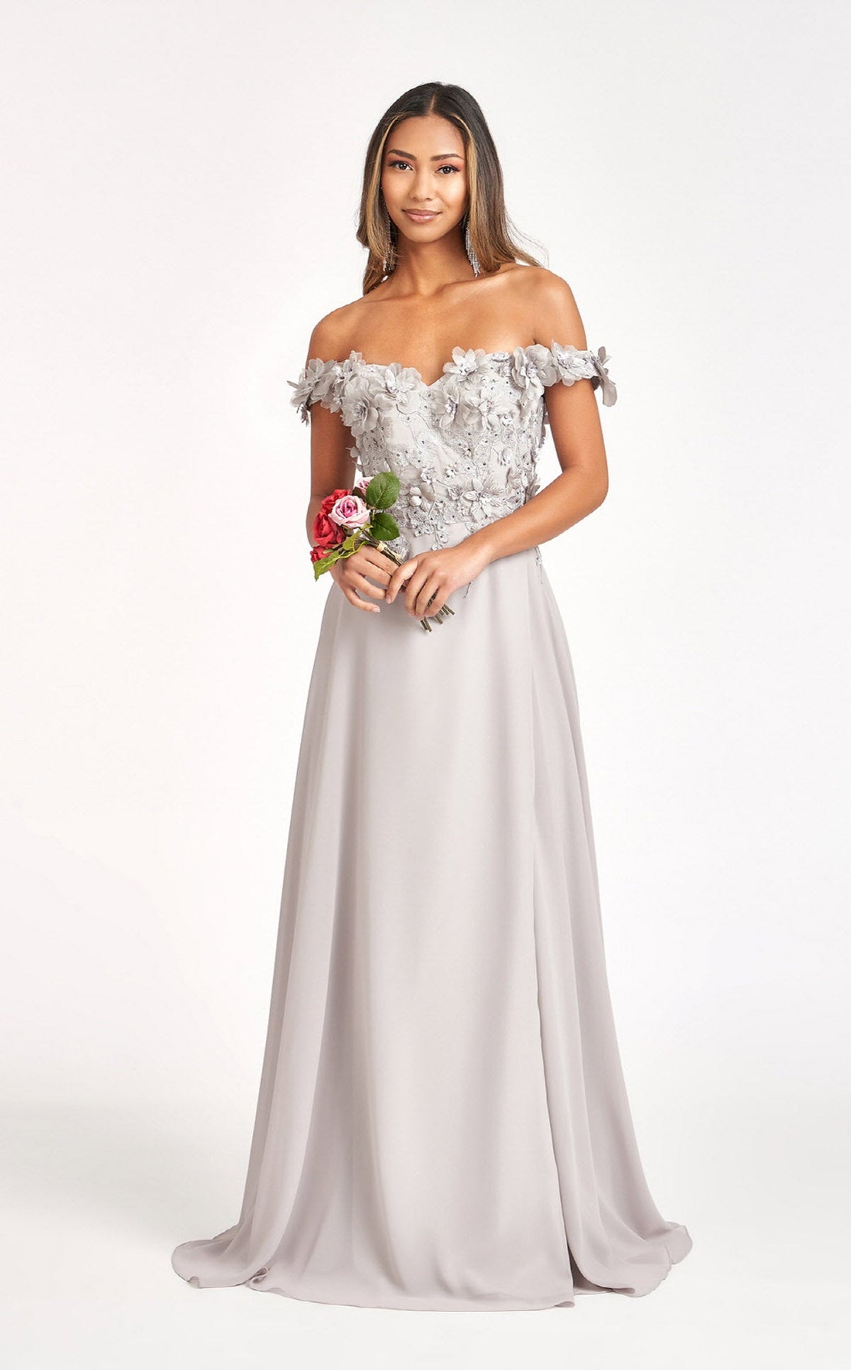 Long Sleeveless Beaded V-Neck Dress by Elizabeth K GL2053