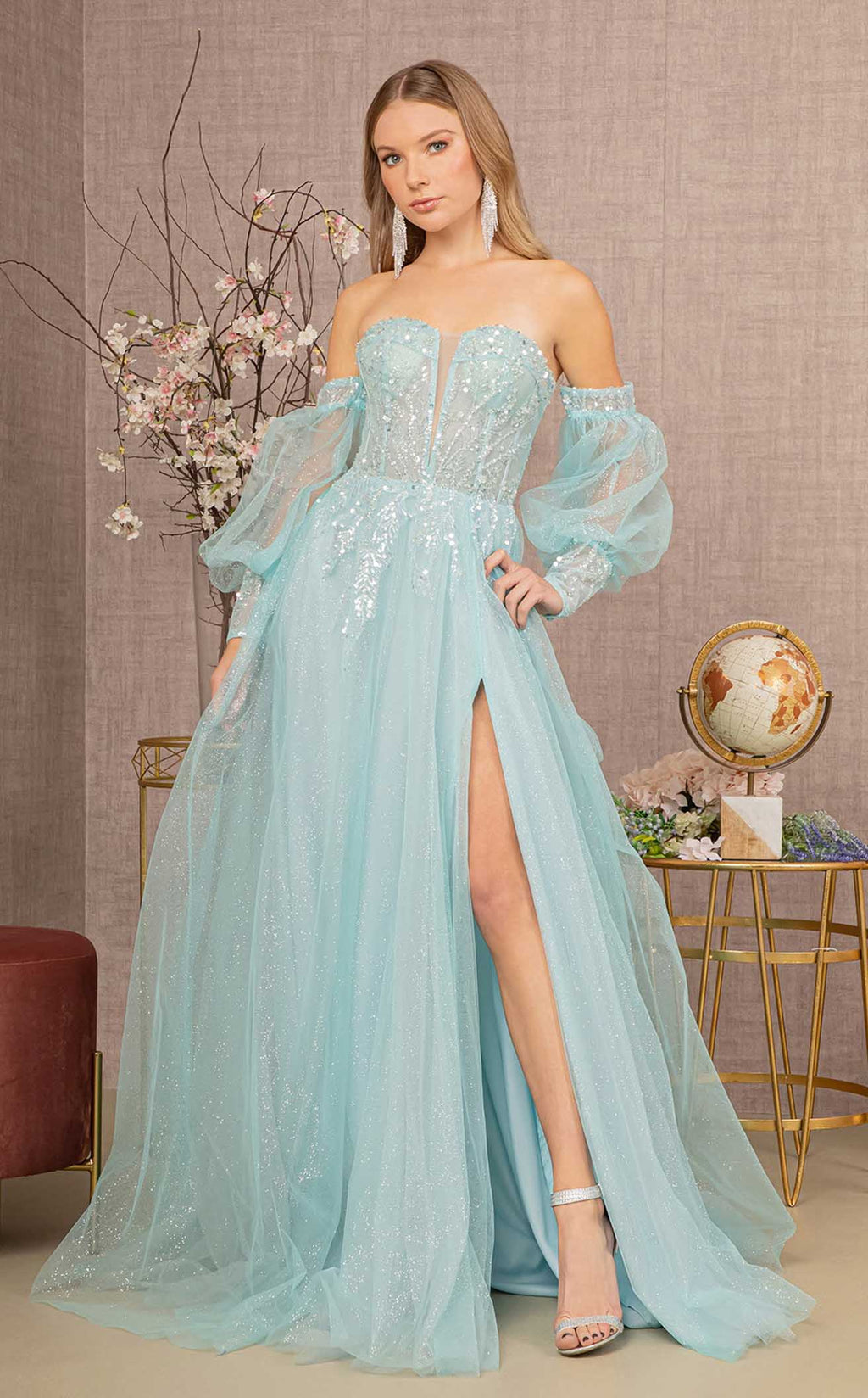 gloria's luxury dress GLS by Gloria GL3118 Women's Formal Evening & Wedding Guest Dress - Baby Blue