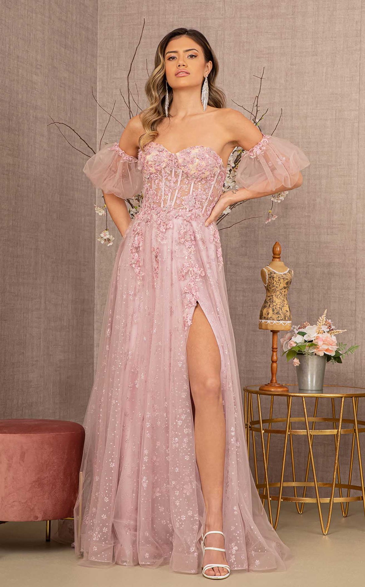 gloria's luxury dress GLS by Gloria GL3126 Prom Dress - Dark Rose