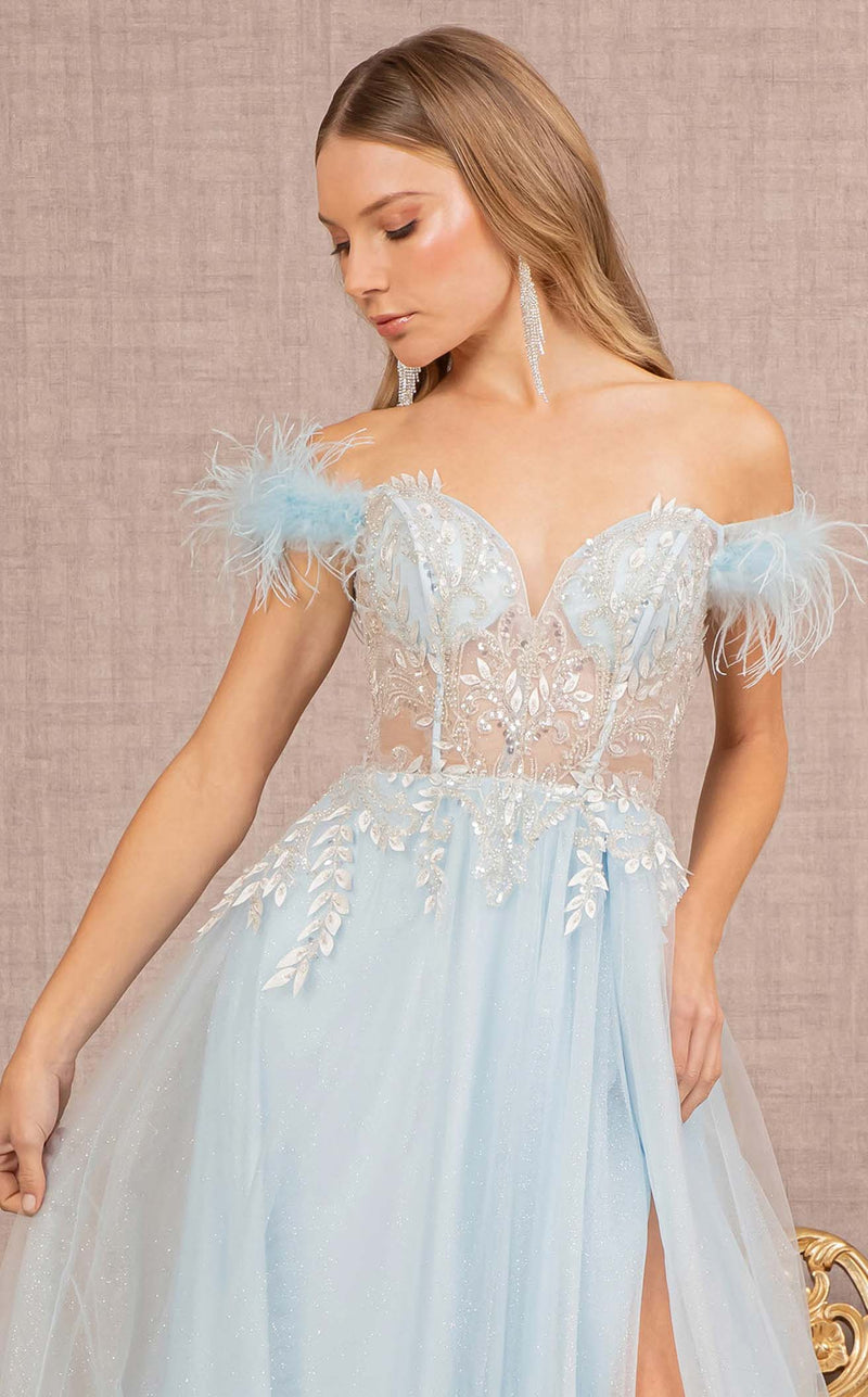 Light blue flowy prom authorized dress