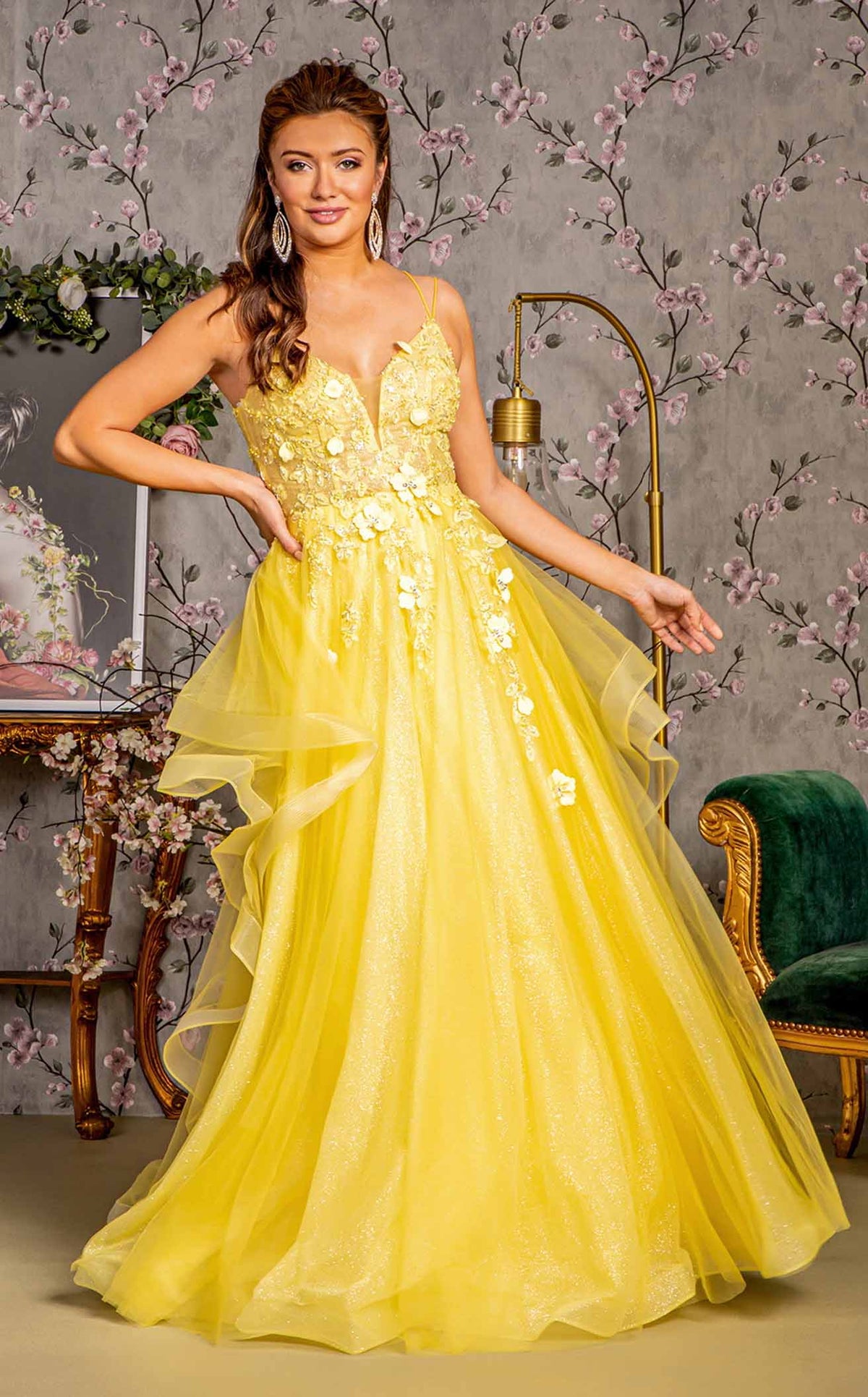 glorie strapless maxi dress GLS by Gloria GL3356 Prom Dress - Yellow