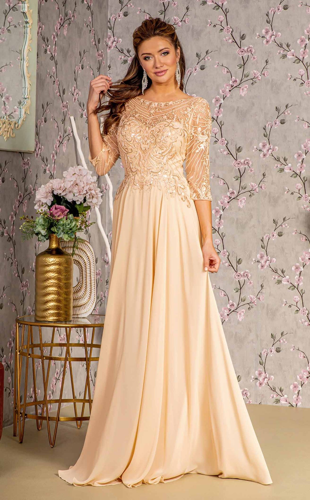 GLS by Gloria GL3446 Women's Formal Evening & Wedding Guest Dress - Mauve