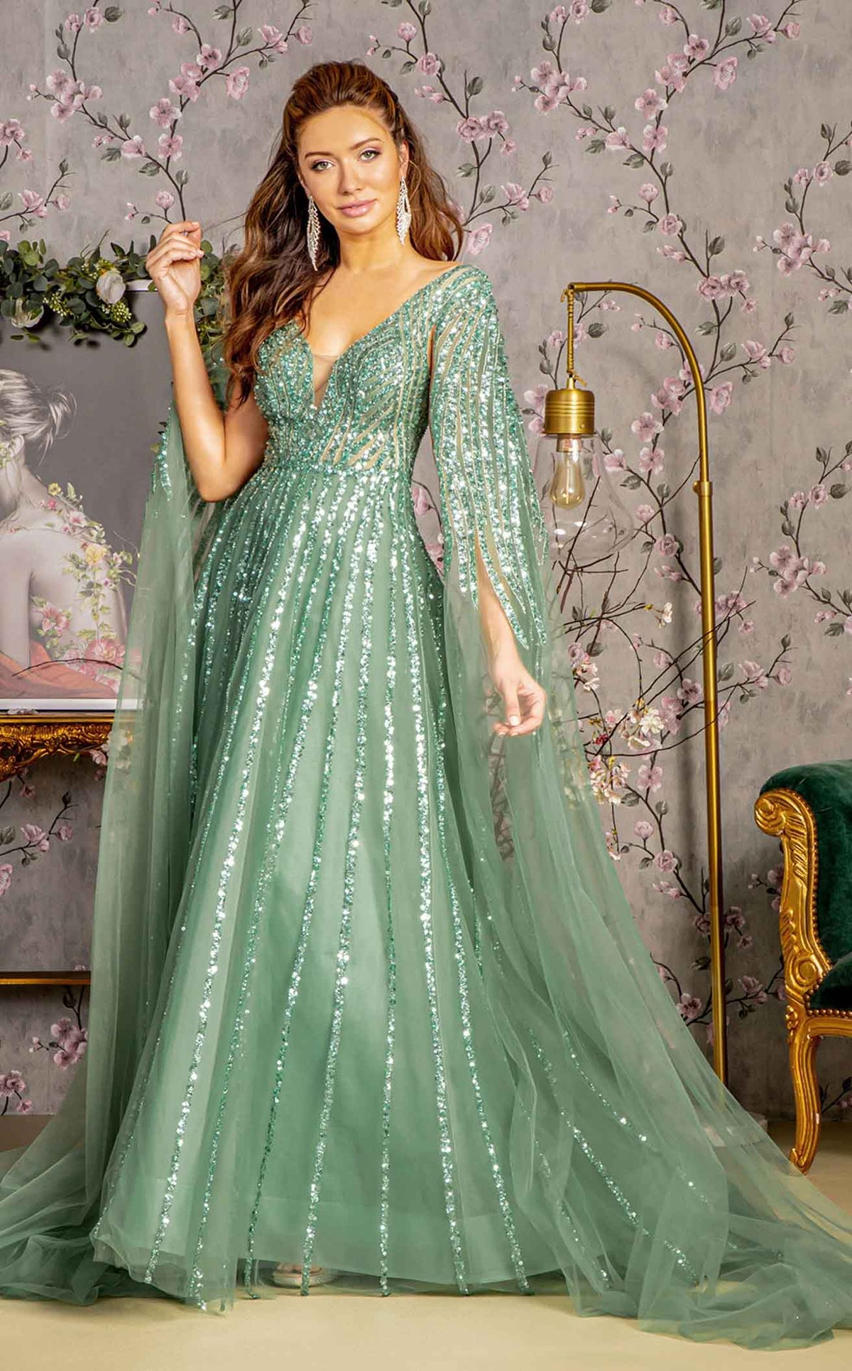 GLS by Gloria GL3494 Prom Dress - Sage | NewYorkDress GLS by Gloria GL3494 Prom Dress - Sage | NewYorkDress