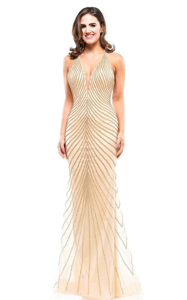 Colors Dress J105 Dress Nude-Gold