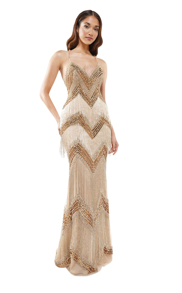 Colors Dress J118 Dress Gold