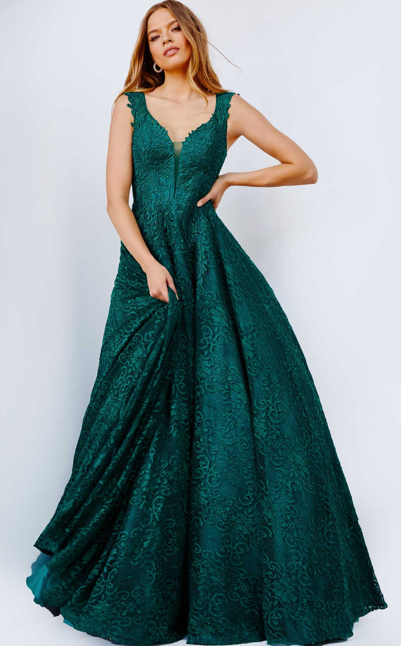 jvn evening dresses Jovani 38468 Spaghetti Strap Sequin Floral Corset Bodice Prom Dress