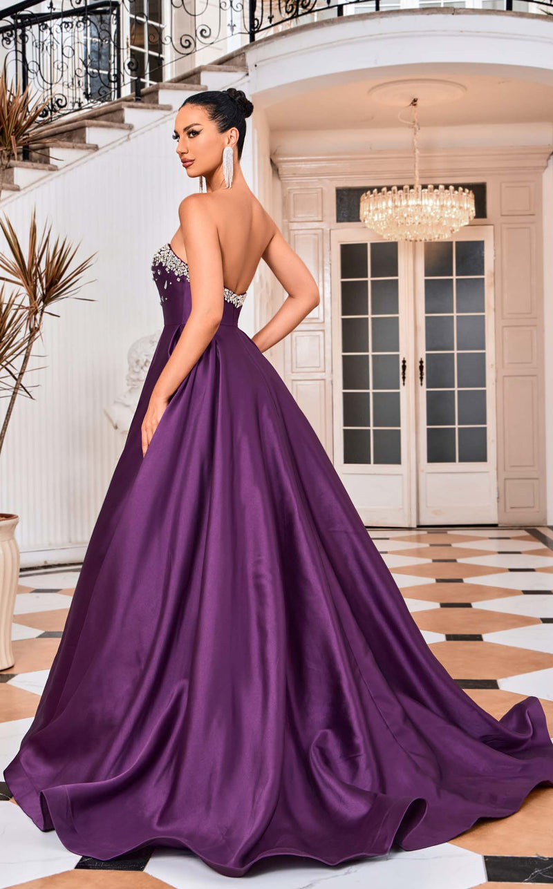 Light Purple A Line Satin Slit Cap Sleeves Prom Dresses With Pockets OKE52  – Demodresses