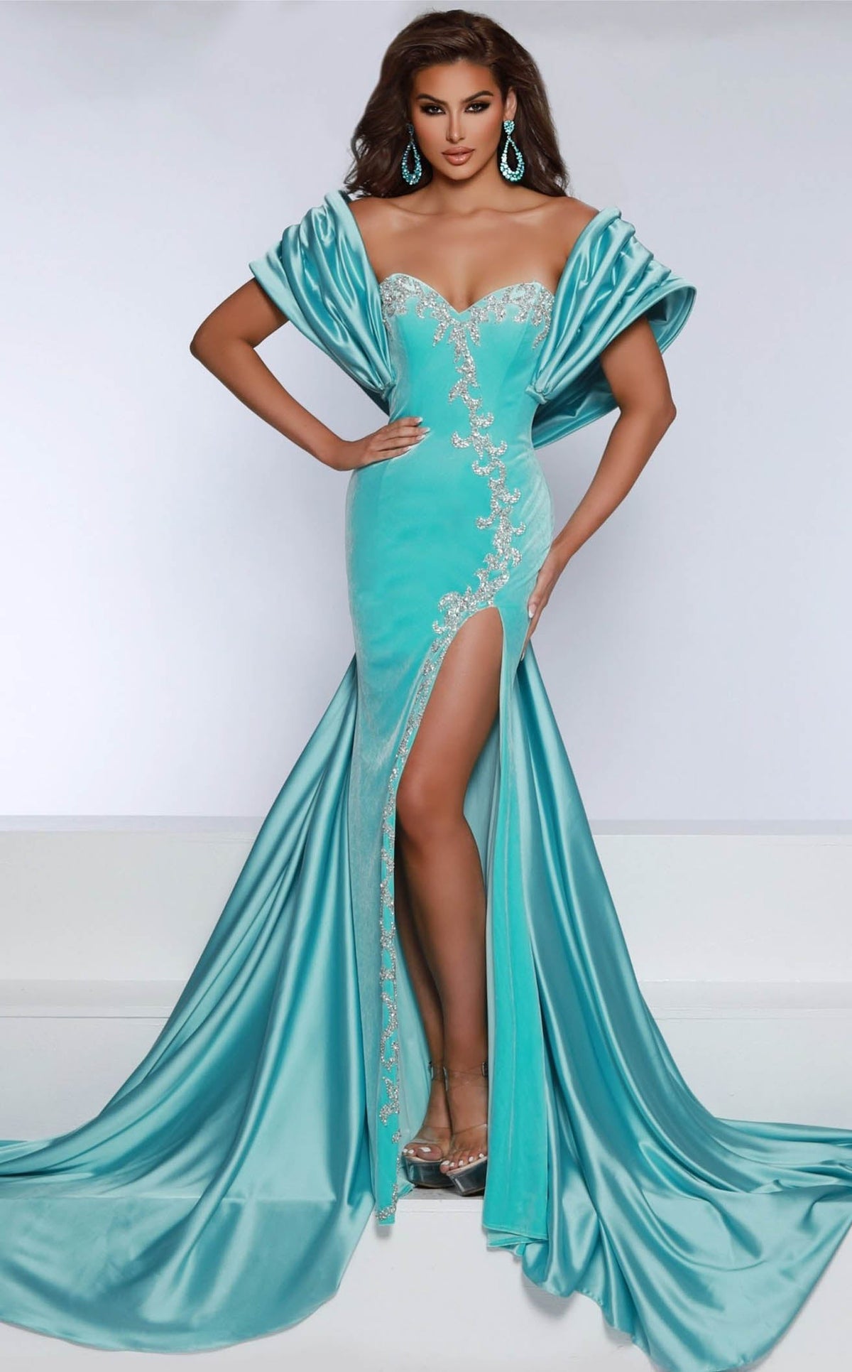 sachin and babi light blue dress Velvet Engagement Dress main image 0