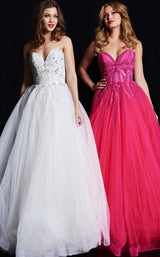 Jovani 07946 White & Fuchsia
