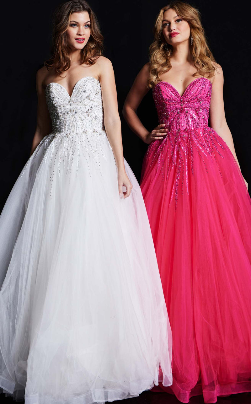 Jovani 07946 White & Fuchsia