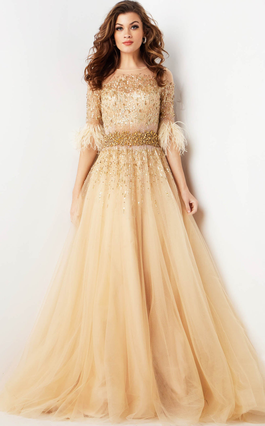 Jovani champagne gown clearance