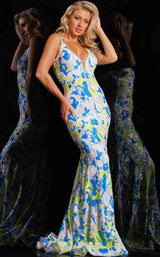Jovani 26130 Yellow-Blue