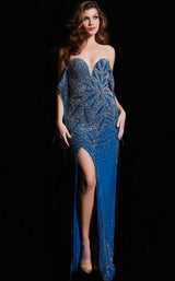 Jovani 37073 Teal/Silver