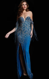 Jovani 37073 Teal/Silver