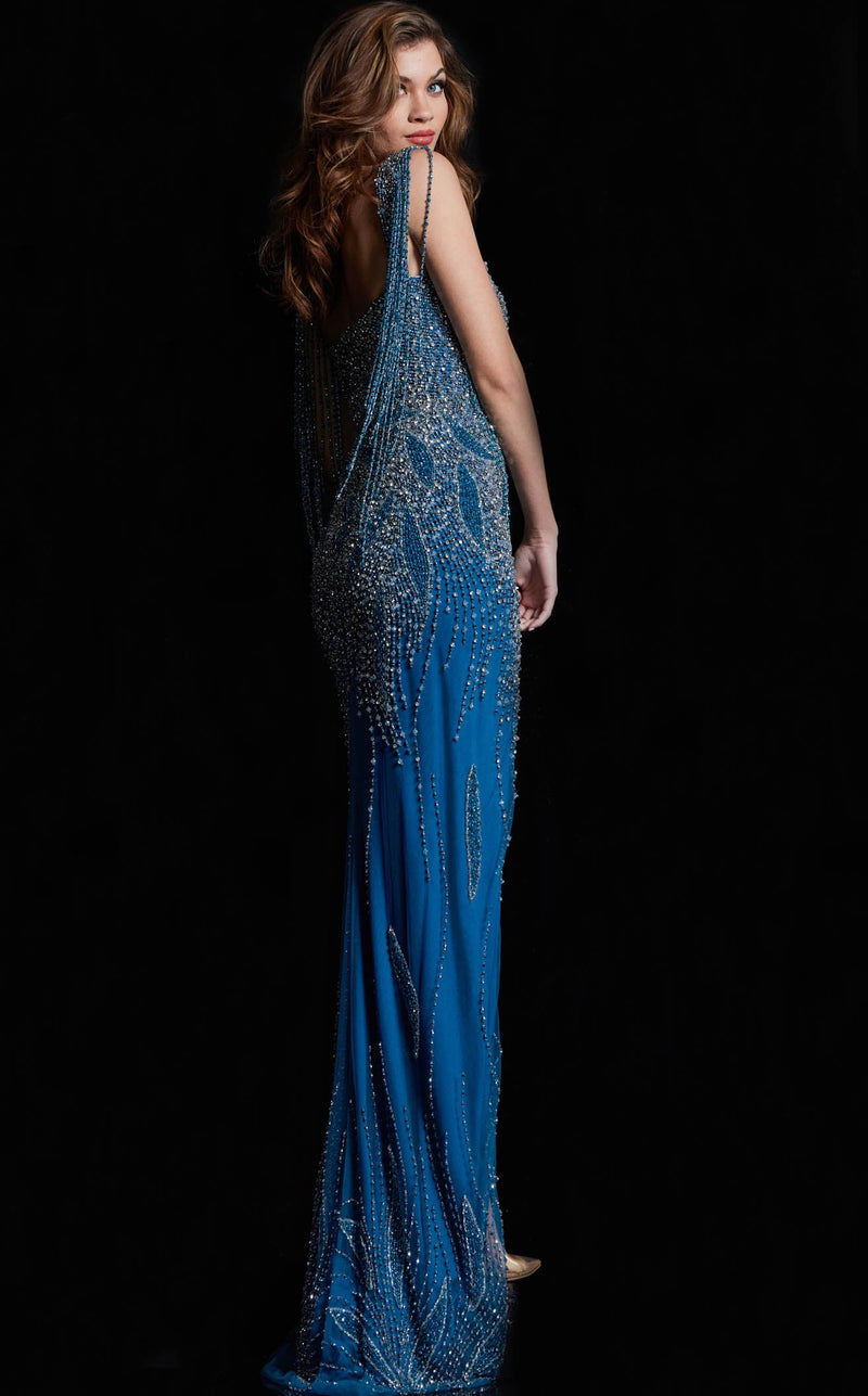 Jovani 37073 Teal/Silver