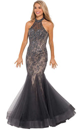 Jovani 55261 Charcoal/Nude
