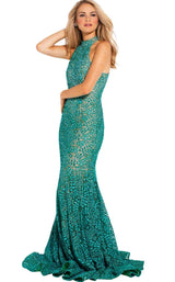 Jovani 59908 Teal/Nude