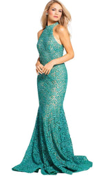 Jovani 59908 Teal/Nude