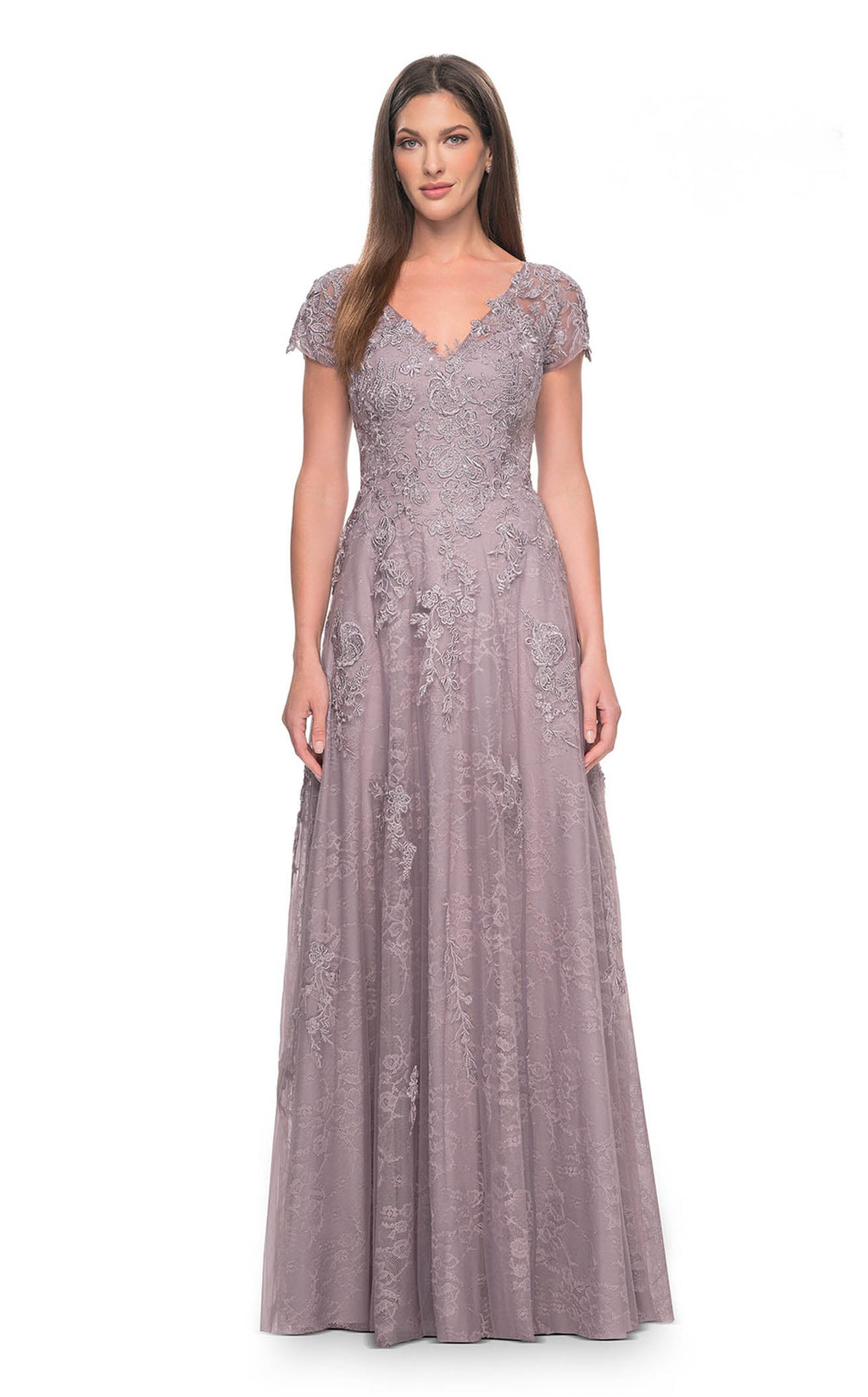 fitted lace wedding dress La Femme 30168 Prom Dress - Dusty-Lilac