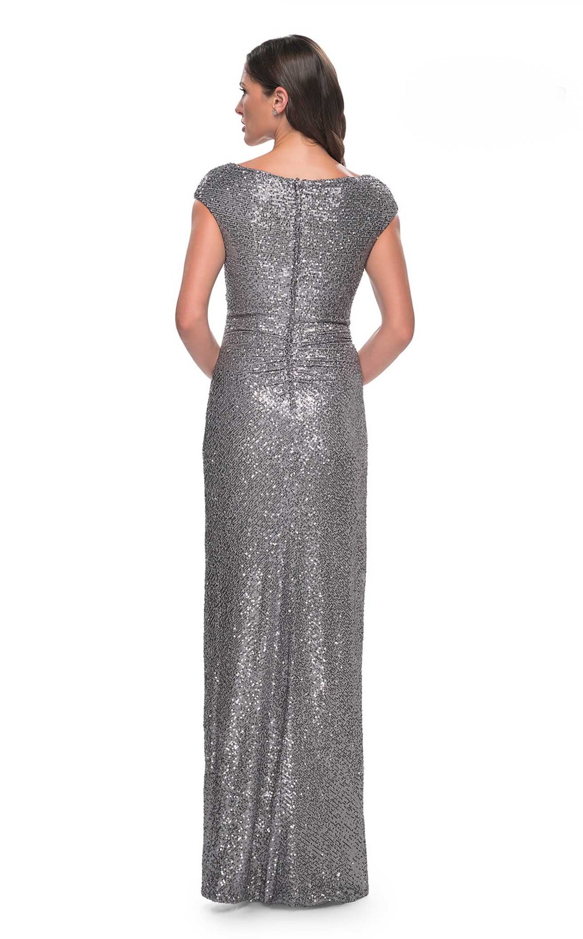 la femme silver sequin dress Long Strapless La Femme Sequin Prom Dress