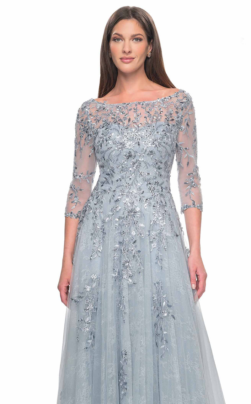 La Femme 31795 Women's Formal Evening & Wedding Guest Dress - Dusty Blue | NewYorkDress La Femme 31795 Women's Formal Evening & Wedding Guest Dress - Dusty Blue | NewYorkDress