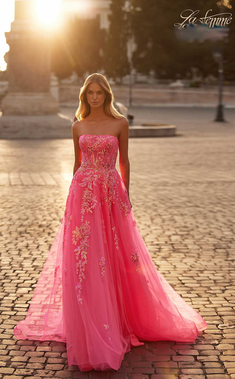 La Femme 32137 Prom Dress - Neon-Pink | NewYorkDress La Femme 32137 Prom Dress - Neon-Pink | NewYorkDress