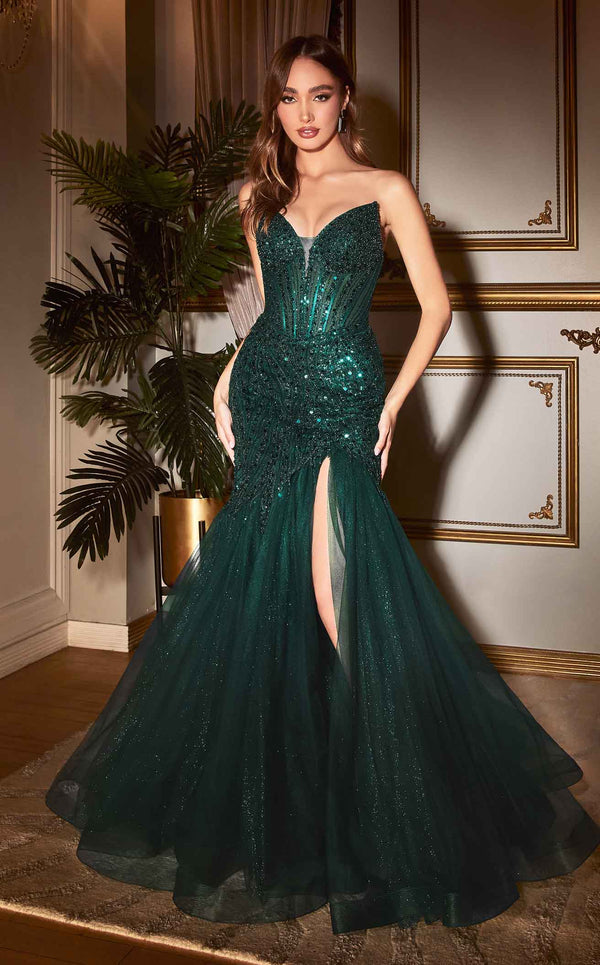Buy Kendall Split Formal Gown - Emerald Green