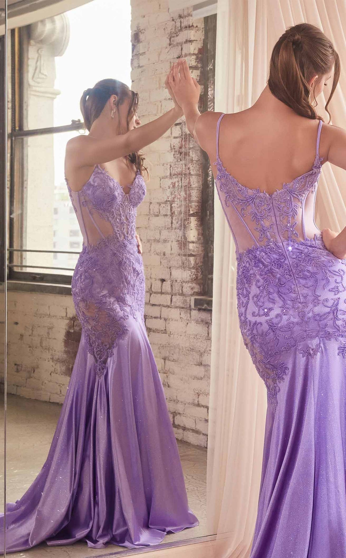 devis prom dress LaDivine CDS440 Women's Formal Evening & Wedding Guest Dress - Dusty Blue