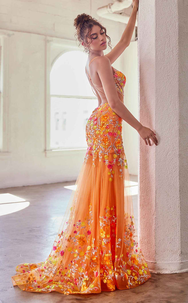 Orange Orange Ombre Net Gown by HER CLOSET for rent online | FLYROBE