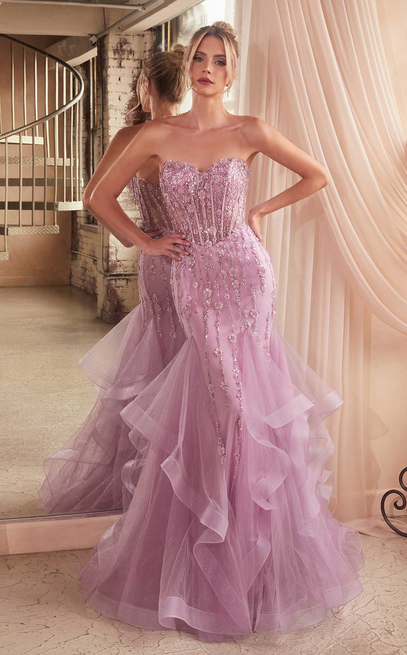 ladivine purple dress Ruffled Fitted One Shoulder Gown by Ladivine CR886 ABC Fashion
