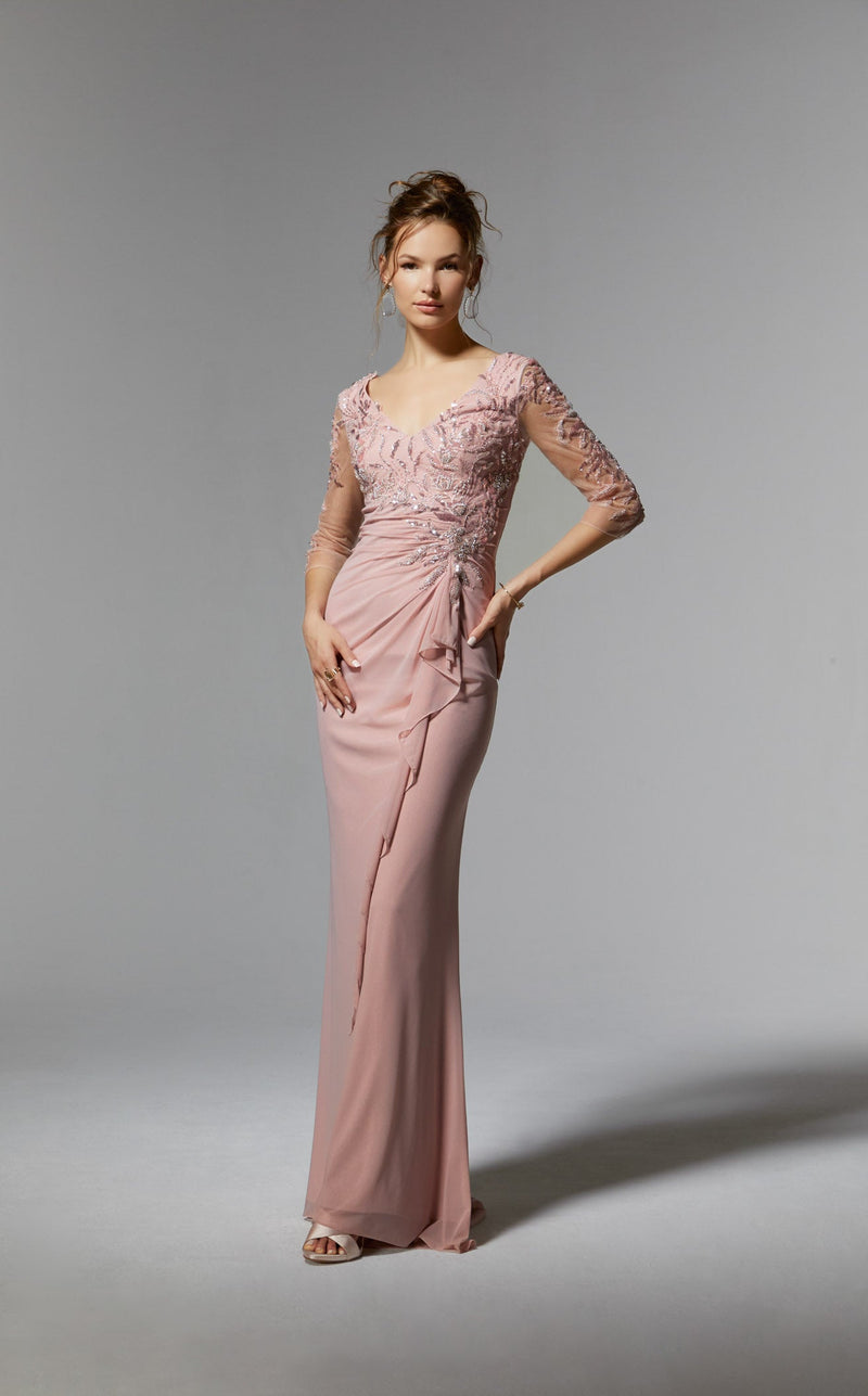 mgny dresses MGNY 72909 Women's Formal Evening & Wedding Guest Dress - Blush