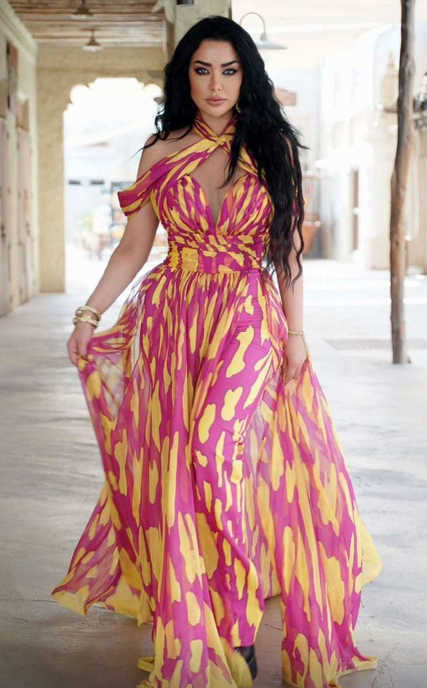 MNM Couture 2734 Fuchsia Yellow