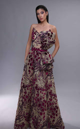 MNM Couture K4078 Beige/Fuchsia